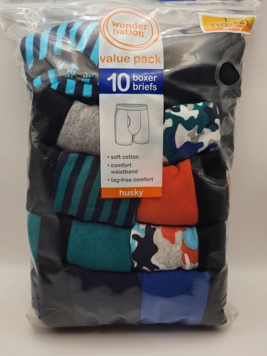 wonder nation Other - wonder nation Boys 10-Pack Boxer Briefs — Black, Teal, Blue, Orange, Gray